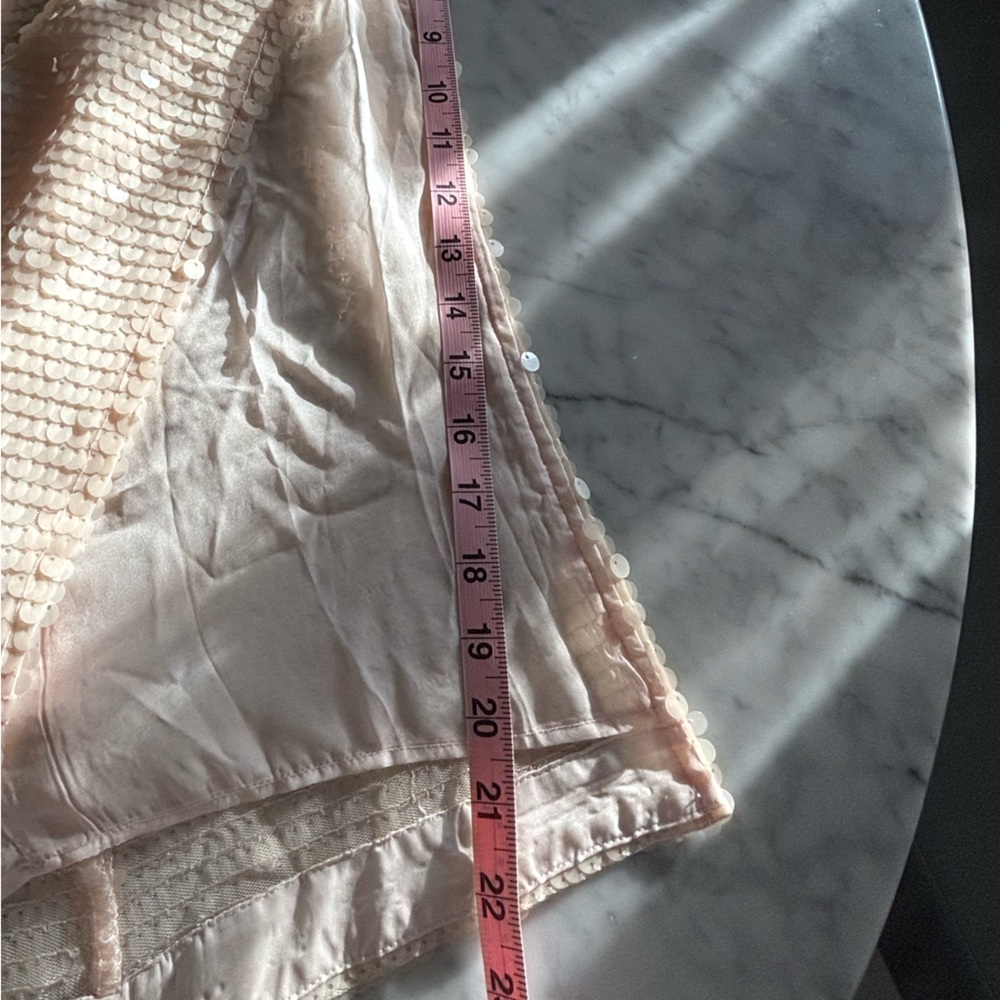 NWT Massimo Dutti Studio blush sequin dress with chiffon open back side slit  S - Picture 12 of 14